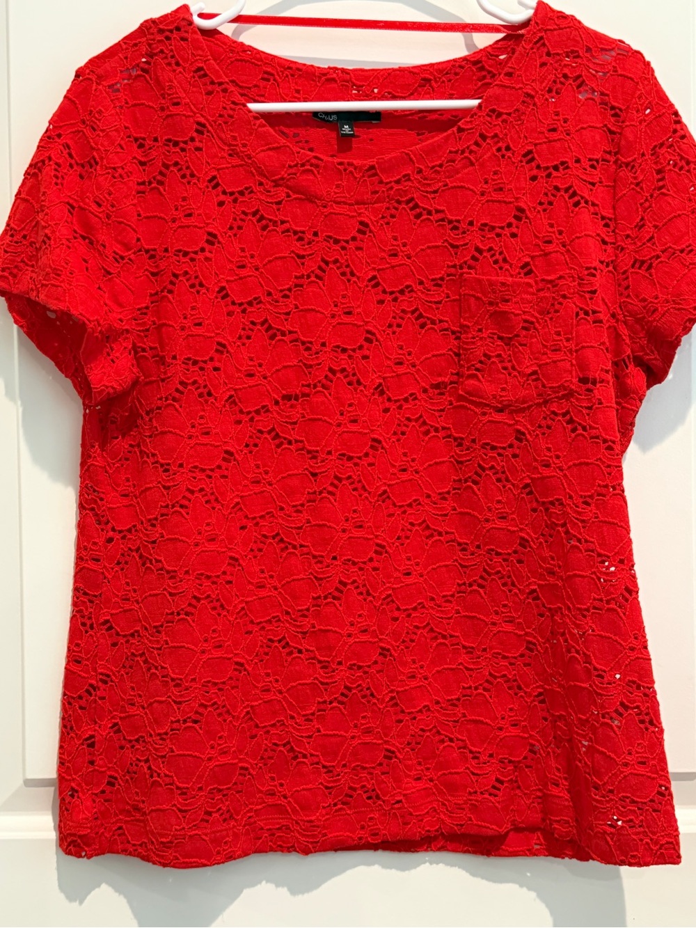 Josephine Chaus Red Lace Short Sleeve Top